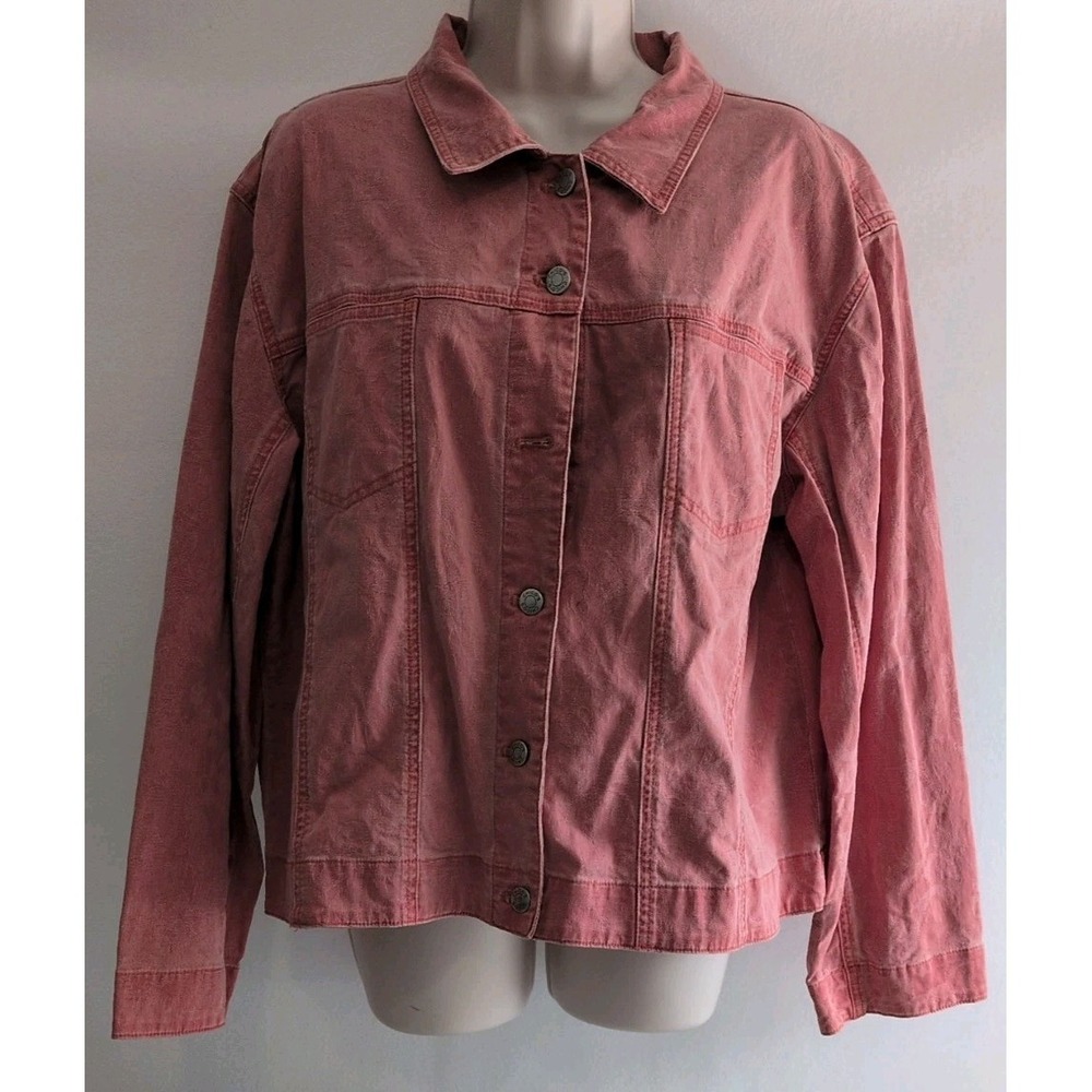 Chico's Women's Denim Button-up Jacket in Light Coral Color Size 3/XL